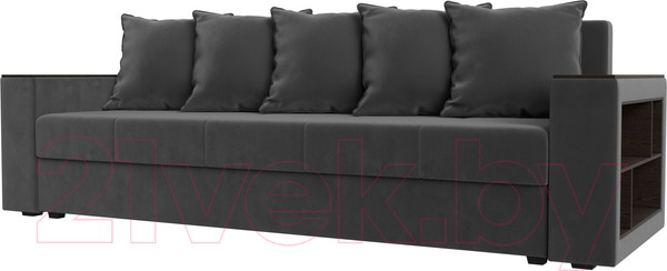 Изображение товара Диван Лига Диванов Дубай Лайт полки справа / 114370 (велюр серый)