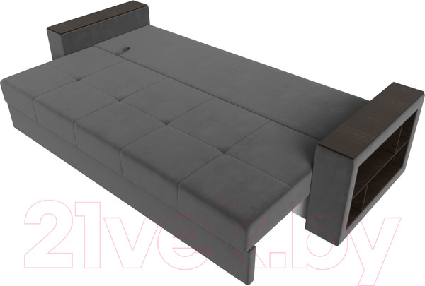 Изображение товара Диван Лига Диванов Дубай Лайт полки справа / 114370 (велюр серый)