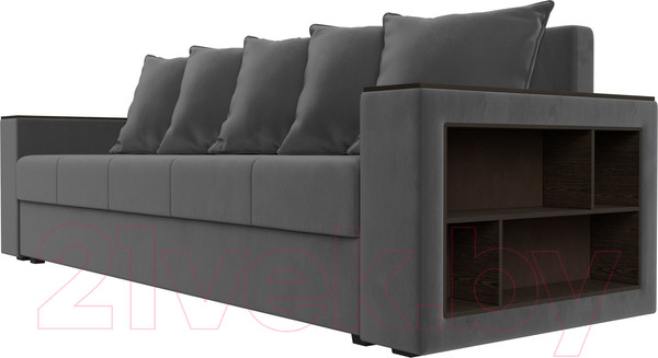 Изображение товара Диван Лига Диванов Дубай Лайт полки справа / 114370 (велюр серый)