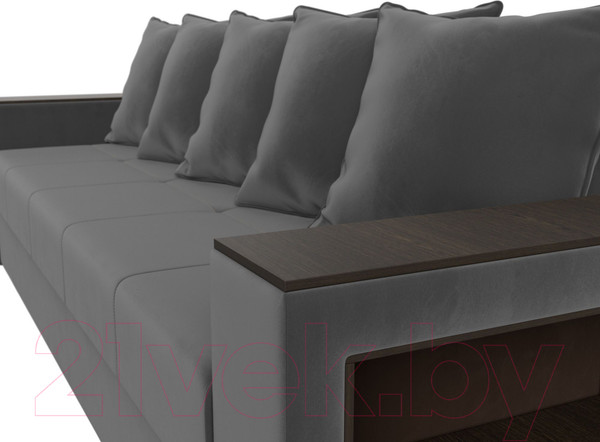 Изображение товара Диван Лига Диванов Дубай Лайт полки справа / 114370 (велюр серый)