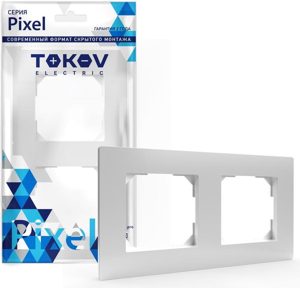 Изображение товара Рамка для выключателей и розеток Tokov Electric Pixel TKE-PX-RM2-C01 (белый)
