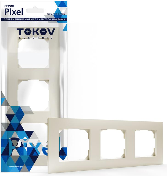 Изображение товара Рамка для выключателей и розеток Tokov Electric Pixel TKE-PX-RM3-C02 (бежевый)