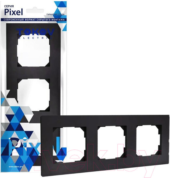 Изображение товара Рамка для выключателей и розеток Tokov Electric Pixel TKE-PX-RM3-C14 (карбон)
