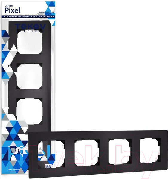 Изображение товара Рамка для выключателей и розеток Tokov Electric Pixel TKE-PX-RM4-C14 (карбон)