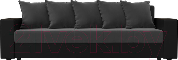 Изображение товара Диван Лига Диванов Дубай Лайт полки справа / 114427 (велюр серый/экокожа черная)