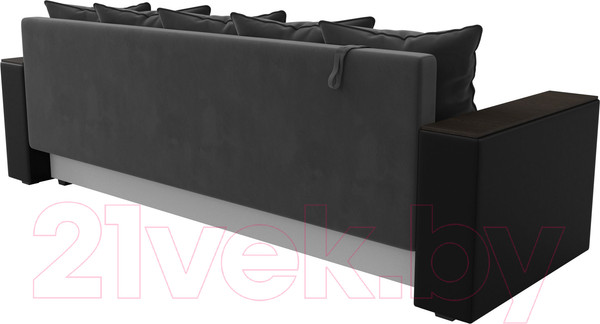 Изображение товара Диван Лига Диванов Дубай Лайт полки справа / 114427 (велюр серый/экокожа черная)