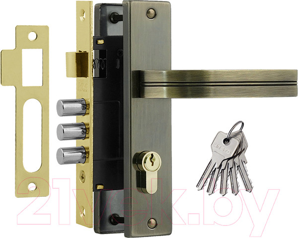 Изображение товара Замок врезной Нора-М 706К-61.5мм (старая бронза)