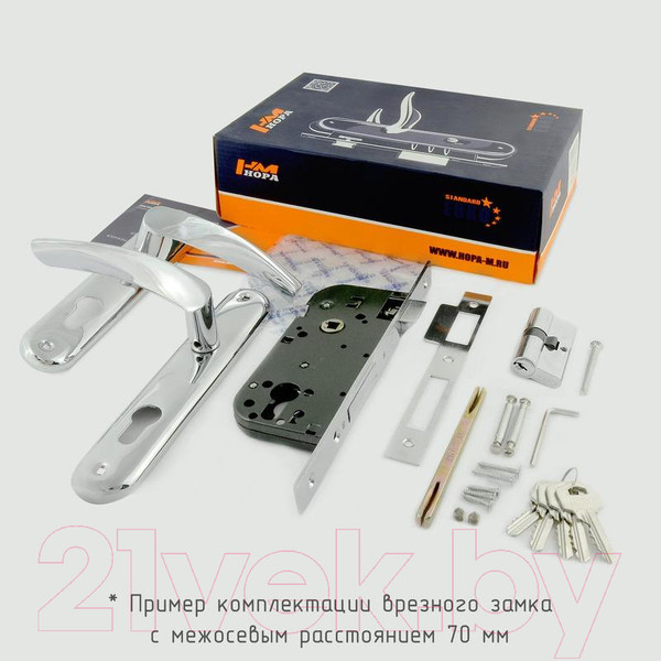 Изображение товара Замок врезной Нора-М N94-70 Л (матовый хром)