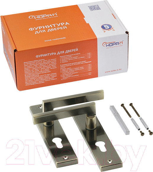 Изображение товара Ручка дверная Нора-М 708К-55мм (старая бронза)