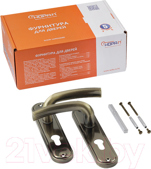 Изображение товара Ручка дверная Нора-М 796А-55мм (старая бронза)