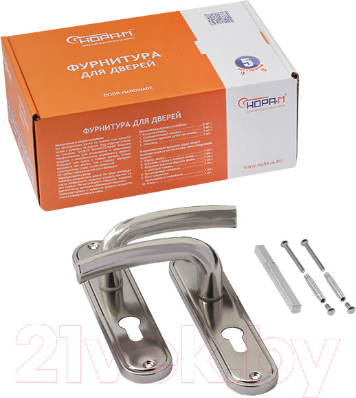 Изображение товара Ручка дверная Нора-М 796А-55мм (матовый никель)