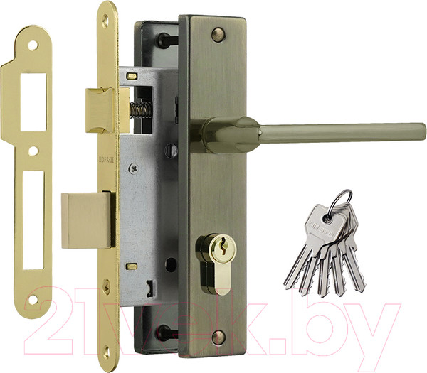 Изображение товара Замок врезной Нора-М 708К-55мм (старая бронза)