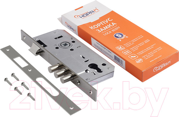 Изображение товара Корпус врезного замка Нора-М КЗВР-101 85мм (матовый никель)