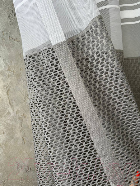 Изображение товара Гардина Ника Зварико 9180 350x191 (белый/серый 30)