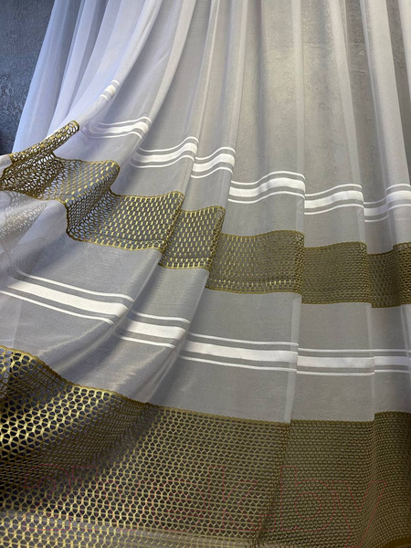 Изображение товара Гардина Ника Зварико 99250 500x250 (белый/античное золото 19)