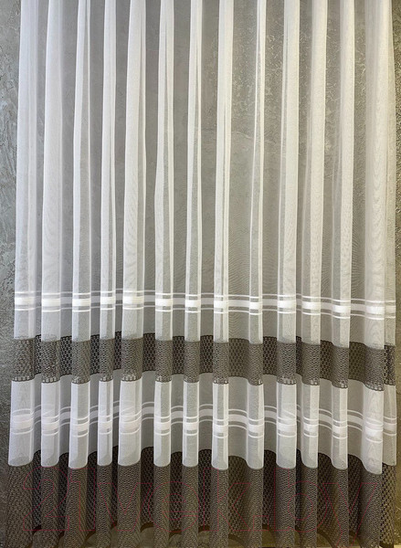 Изображение товара Гардина Ника Зварико 99250 500x250 (белый/серый 30)