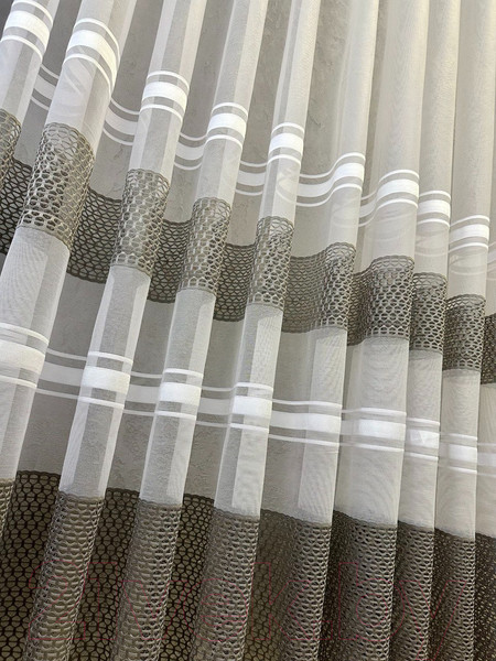 Изображение товара Гардина Ника Зварико 99250 500x250 (белый/серый 30)