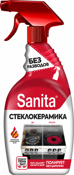 Изображение товара Средство для очистки изделий из стеклокерамики SANITA Спрей (500мл)