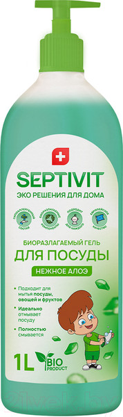 Изображение товара Средство для мытья посуды Septivit Нежное Алоэ (1л)