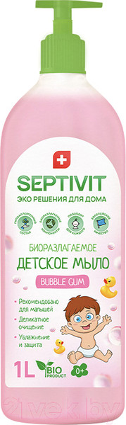 Изображение товара Мыло жидкое детское Septivit Жидкое Bubble Gum (1л)