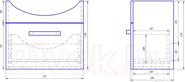 Изображение товара Тумба под умывальник Dreja ALFA 55 / 99.0305 (подвесная, белый глянец)