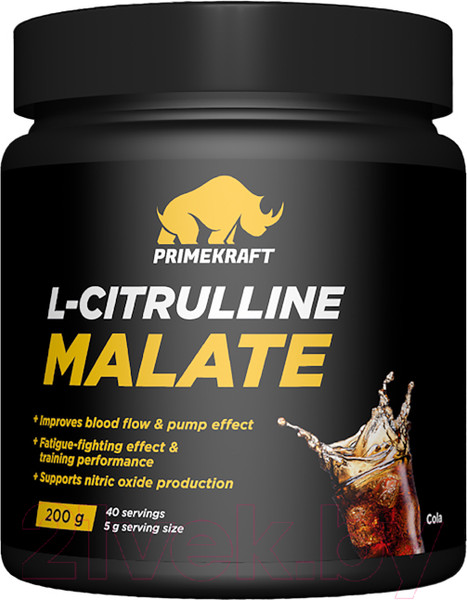 Изображение товара L-цитруллин Prime Kraft Malate (200г банка, кола)