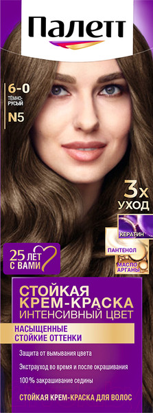 Изображение товара Крем-краска для волос Палетт Стойкая N5 / 6-0 (темно-русый)
