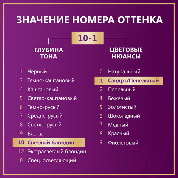 Изображение товара Крем-краска для волос Палетт Стойкая C10 / 10-1 (серебристый блондин)