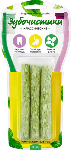 Изображение товара Лакомство для собак Деревенские лакомства Зубочистики Роллы жевательные (3шт)