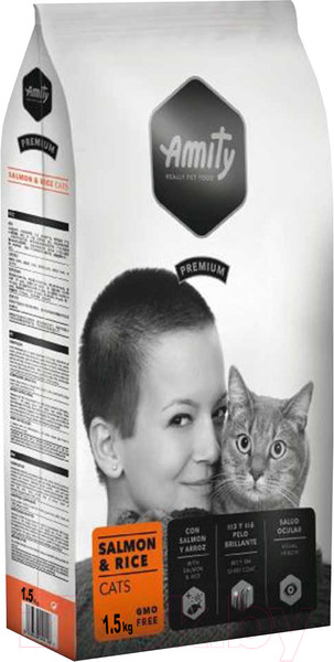 Изображение товара Сухой корм для кошек Amity Premium с лососем и рисом (1.5кг)
