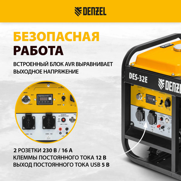 Изображение товара Дизельный генератор Denzel DES-32E (94412)