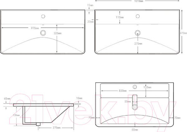 Изображение товара Умывальник Aquanet Ирис 100 / 323884