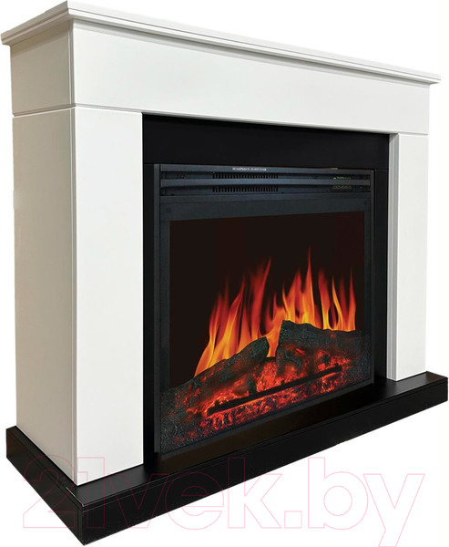 Изображение товара Каминокомплект Смолком Detroit MB/JUP/SYM26 Moonblaze Deluxe-S BL LT (бьянко белый/черный)