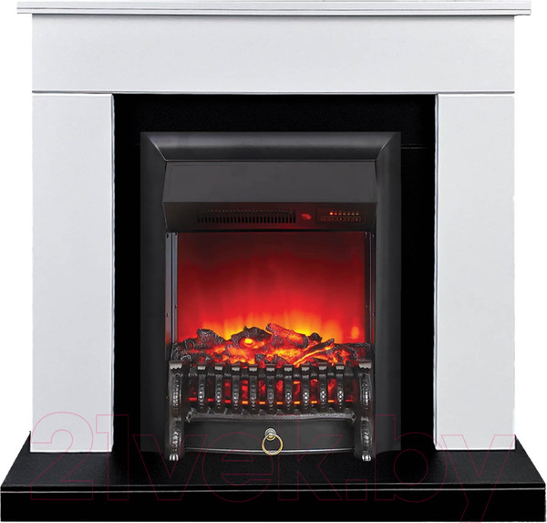 Изображение товара Каминокомплект Смолком Detroit STD-ASP Fobos-S LUX BL LT (бьянко белый/черный)
