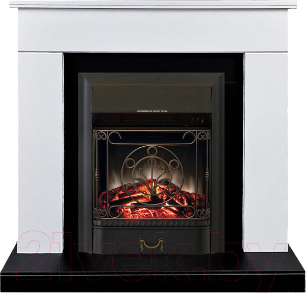 Изображение товара Каминокомплект Смолком Detroit STD-ASP Majestic-S LUX BL LT (бьянко белый/черный)