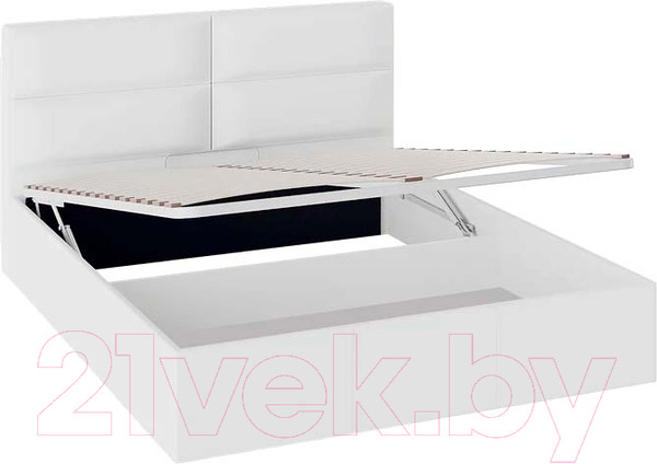 Изображение товара Двуспальная кровать ТриЯ Глосс СМ 319.01.02 с ПМ и заглушиной 160x200 (белый)