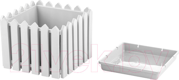 Изображение товара Кашпо Ellastik Plast Лардо Квадратное среднее (белый)