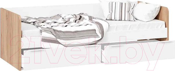 Изображение товара Кровать-тахта ТриЯ Порто ТД-393.12.01 80x200 (яблоня беллуно/белый софт)