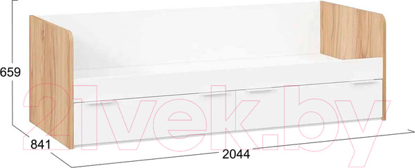 Изображение товара Кровать-тахта ТриЯ Порто ТД-393.12.01 80x200 (яблоня беллуно/белый софт)