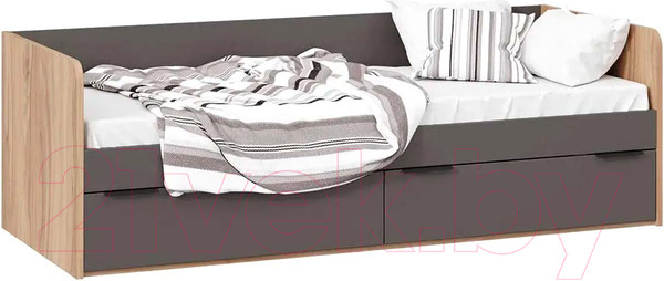 Изображение товара Кровать-тахта ТриЯ Порто ТД-393.12.01 80x200 (яблоня беллуно/графит софт)