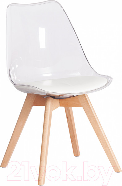 Изображение товара Стул Tetchair Tulip (дерево/пластик/экокожа, прозрачный)