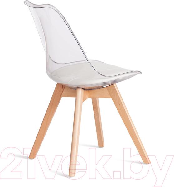 Изображение товара Стул Tetchair Tulip (дерево/пластик/экокожа, прозрачный)