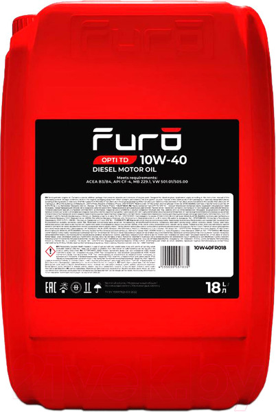 Изображение товара Моторное масло Furo Opti TD 10W40 / 10W40FR018 (18л)