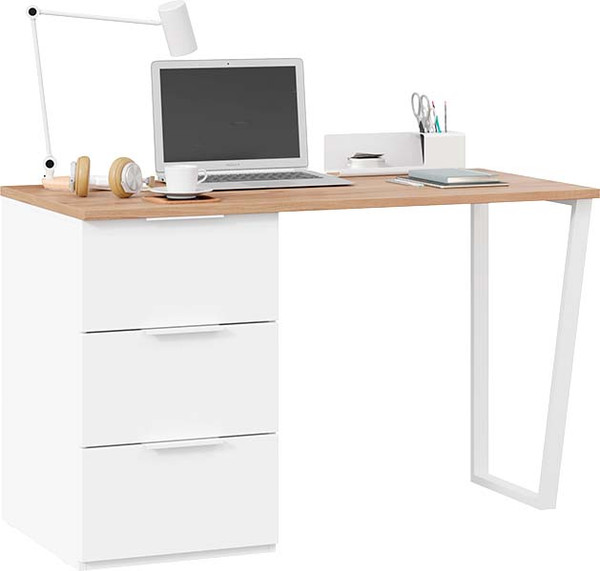 Изображение товара Письменный стол ТриЯ Порто СМ-393.15.011 с тумбой (белый жемчуг/яблоня беллуно/белый софт)