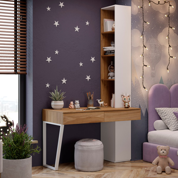 Изображение товара Письменный стол ТриЯ Порто СМ-393.15.012 со шкафом (белый жемчуг/яблоня беллуно/белый софт)