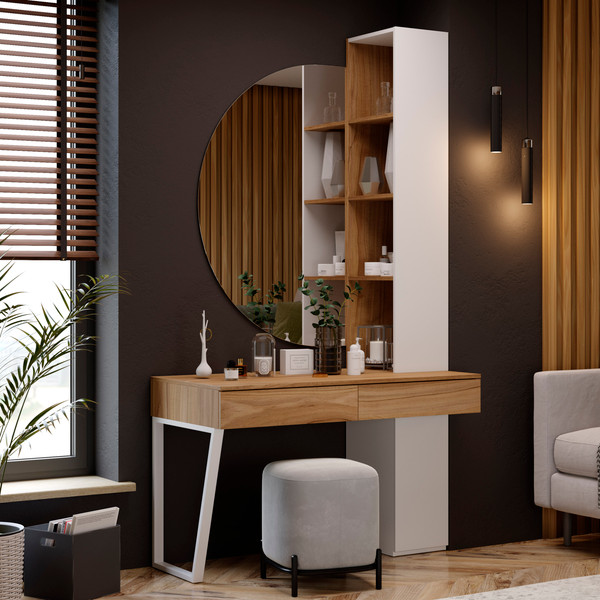 Изображение товара Письменный стол ТриЯ Порто СМ-393.15.012 со шкафом (белый жемчуг/яблоня беллуно/белый софт)