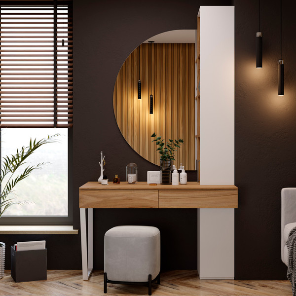 Изображение товара Письменный стол ТриЯ Порто СМ-393.15.012 со шкафом (белый жемчуг/яблоня беллуно/белый софт)