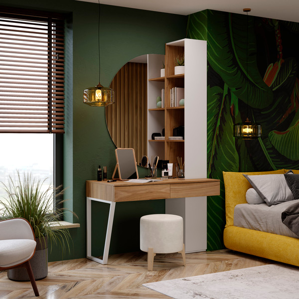 Изображение товара Письменный стол ТриЯ Порто СМ-393.15.012 со шкафом (белый жемчуг/яблоня беллуно/белый софт)