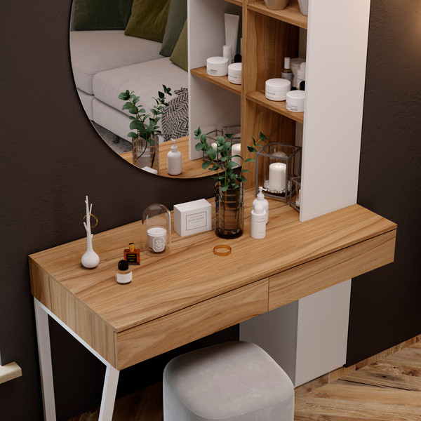 Изображение товара Письменный стол ТриЯ Порто СМ-393.15.012 со шкафом (белый жемчуг/яблоня беллуно/белый софт)