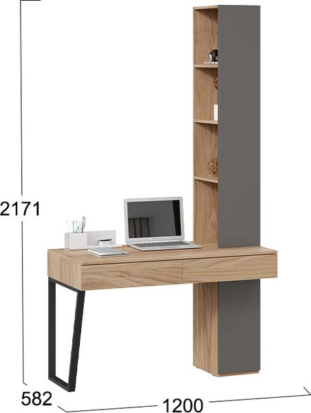 Изображение товара Письменный стол ТриЯ Порто СМ-393.15.012 со шкафом (яблоня беллуно/графит софт)